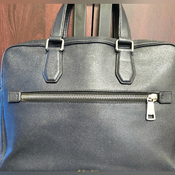 COACH Leather Navy Kennedy Briefcase Used Conditiom. No shoulder strap,corners - Picture 3 of 11